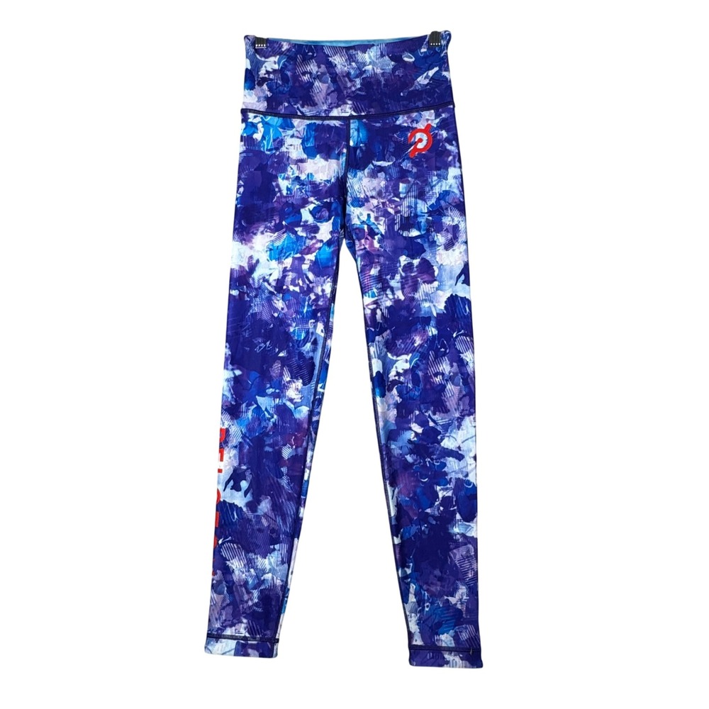 Peloton WITH Leggings Womens Blue Tie Dye & Purple Floral Reversible XS
